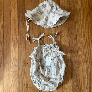 Rylee and Cru Floral Bubble Onesie and Hat Set (6-12M, NWT)
